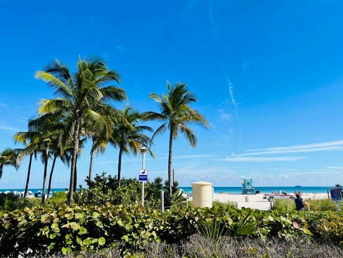 Florida Winterurlaub bei strahlend blauen Himmel in Miami Beach