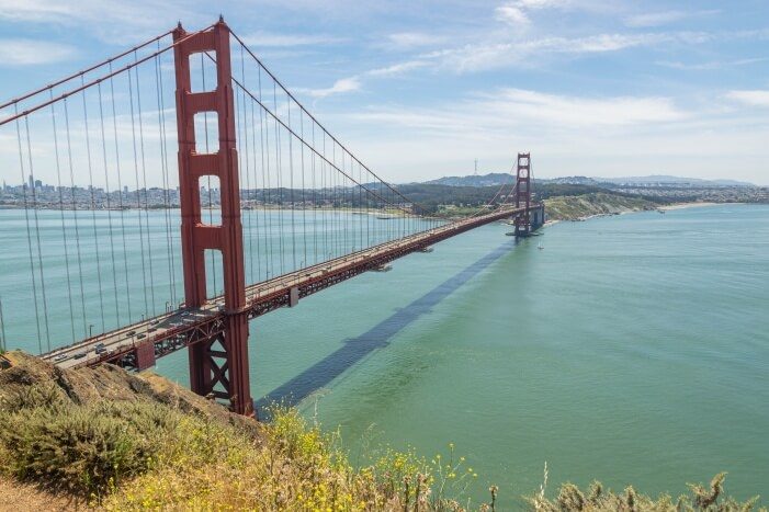 Ausblick auf die Golden Gate Bridge von Battery Spencer