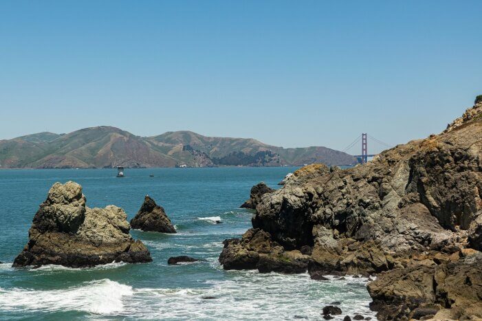 Sicht auf Golden Gate Bridge v on Lands End