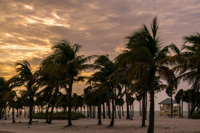 Sonnenaufgang im Crandon Park Beach in Miami